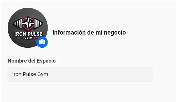 Pantalla de edición de información del negocio en la web app
