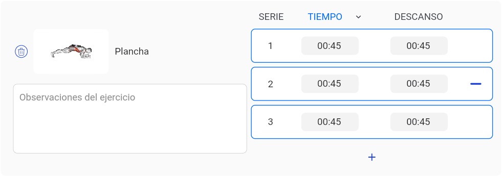 Ejercicio configurado con tiempo