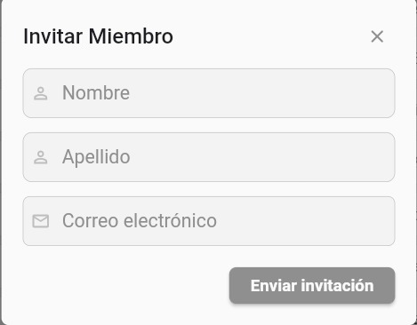 Ventana de invitación en la web app