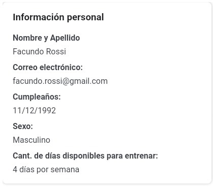 Tarjeta de información personal