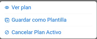 Opciones de plan activo