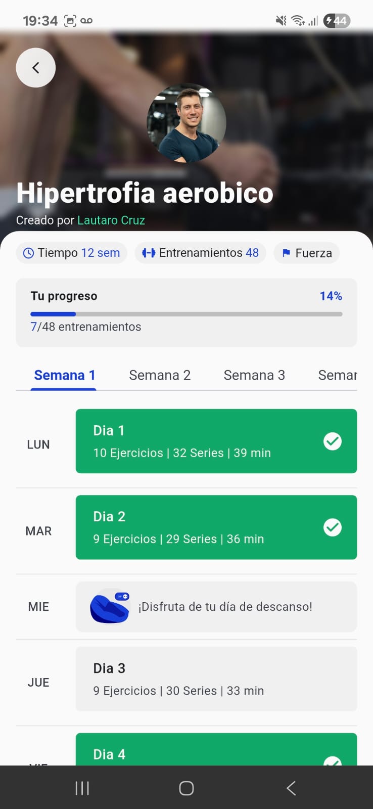 Información del plan en la app móvil