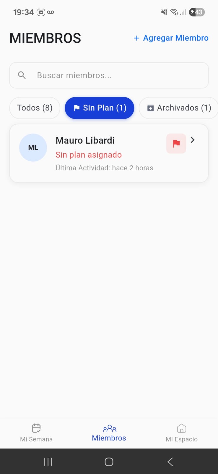 Filtros seleccionados en la app móvil