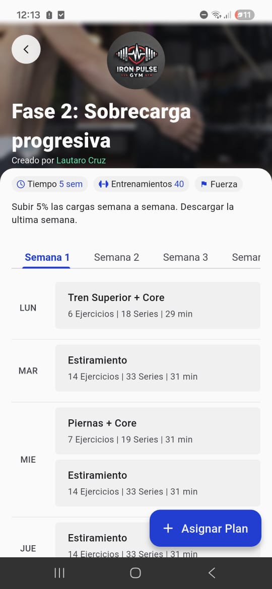 Detalle de plantilla de plan con botón Asignar Plan